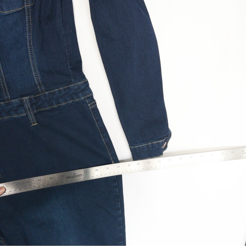 Day Dreaming Long Sleeve Denim Jumpsuit Flared Leg Stretchy Womens 1X XL NWT - Picture 15 of 16